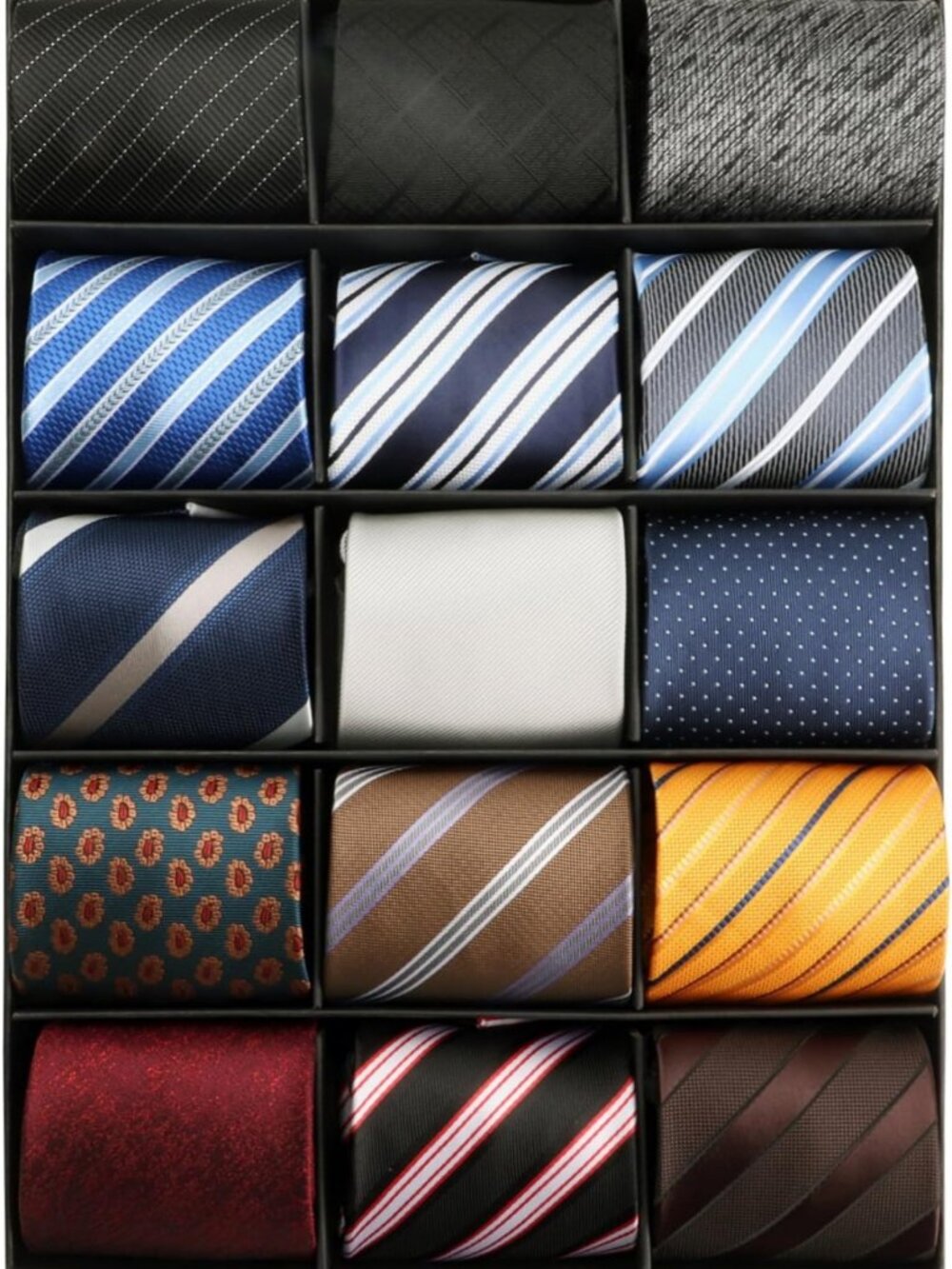 15pcs Assorted Silky Zipper Ties for Men | Adjustable Pretied Neckwear Set
